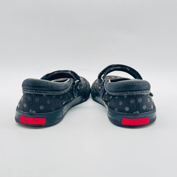See Kai Run Girls 12.5c Brlack Canvas Polka Dot Mary Jane Little Kid Sneakers - Picture 6 of 10
